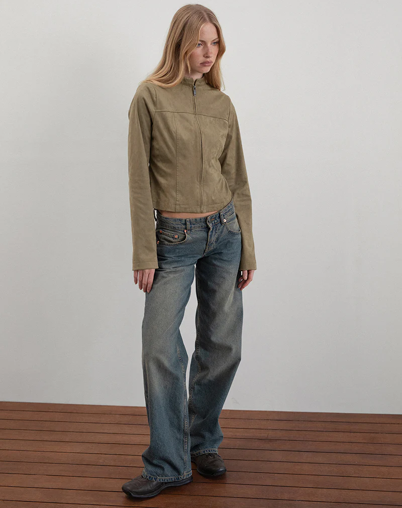 Mandy Jacket in Faux Suede Walnut - Image 5