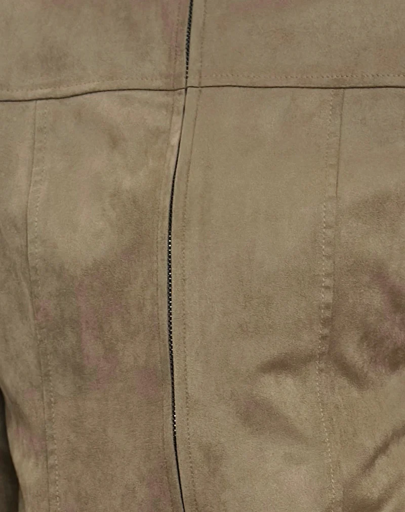 Mandy Jacket in Faux Suede Walnut - Image 6