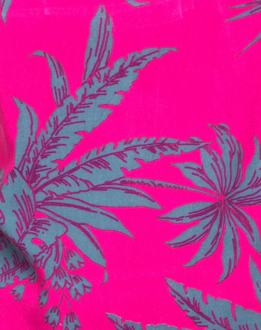 Motel Slim Cami Top in Two Tone Floral Raspberry - Image 5