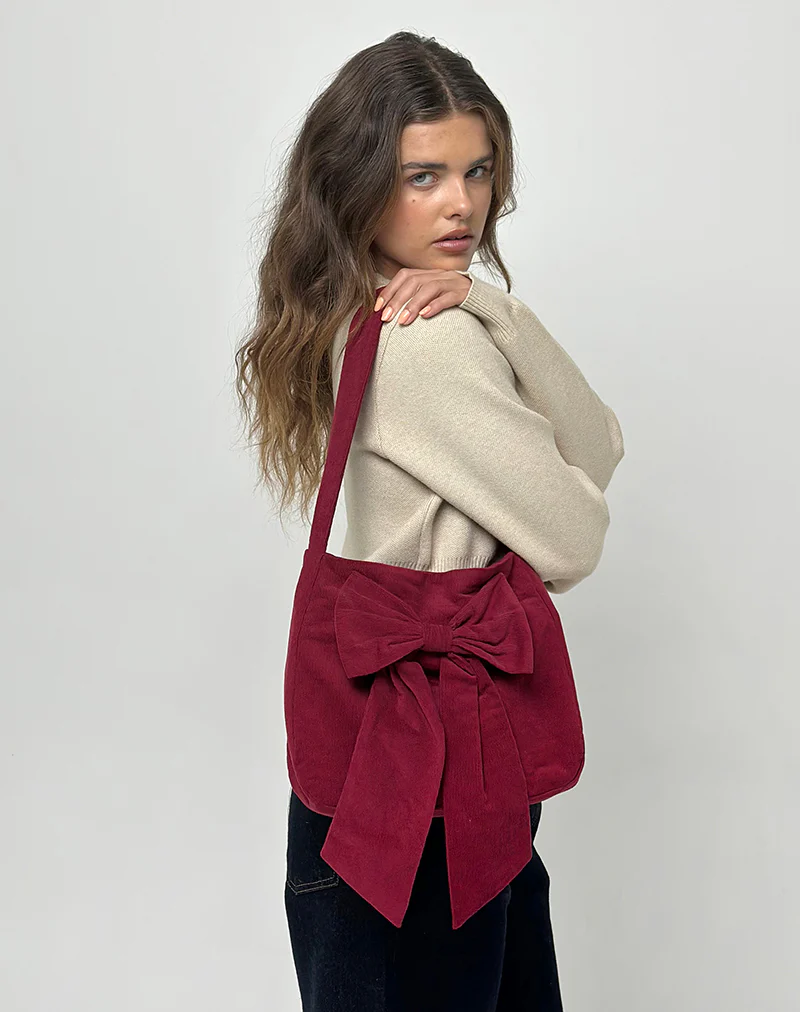 Nagi Bag in Babycord Maroon - Image 3