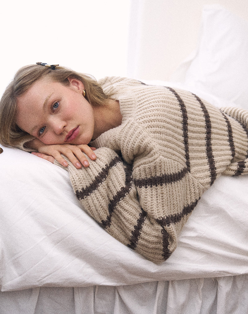 Namirta Jumper in Mono Stripe Oat - Image 7