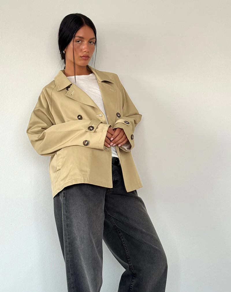 Narto Boxy Trench Jacket in Tan - Image 3