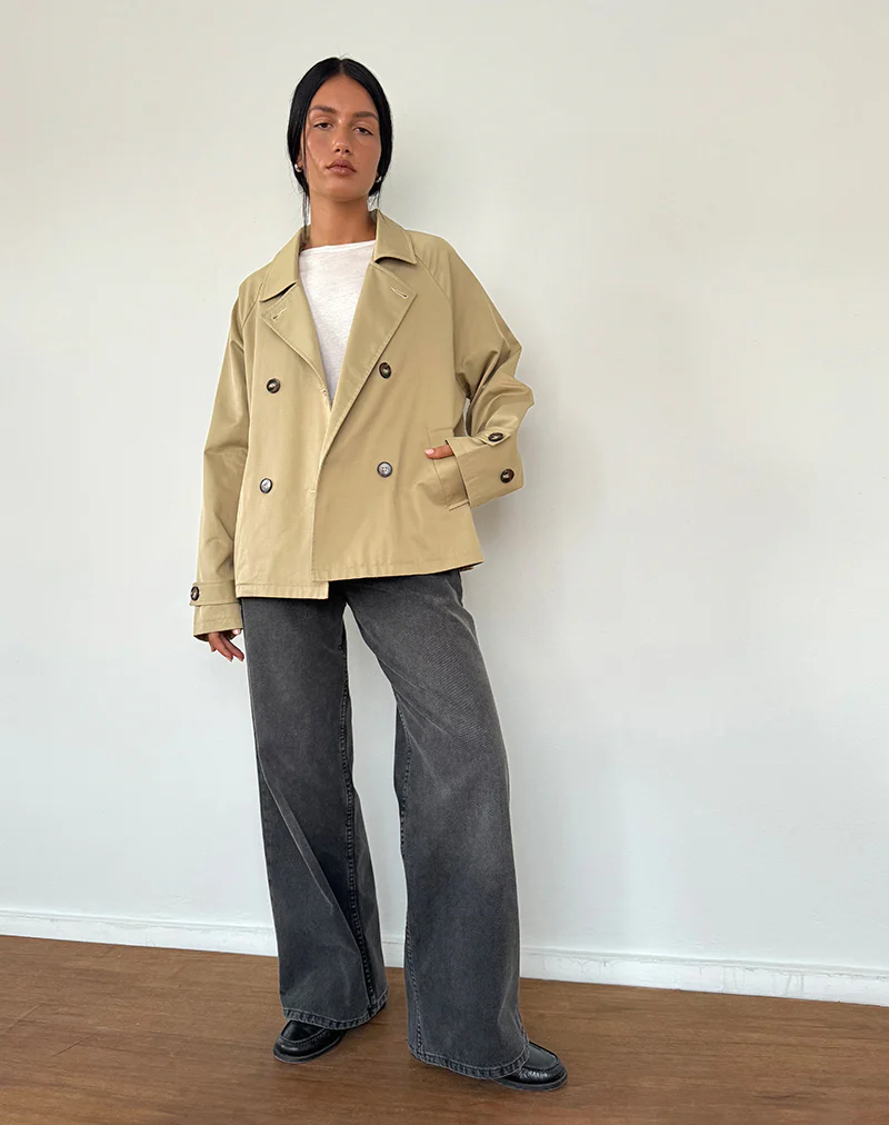 Narto Boxy Trench Jacket in Tan - Image 4