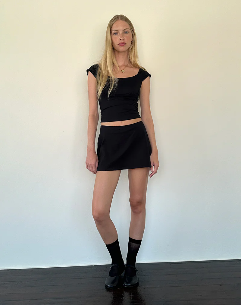 Nidya A-Line Mini Skirt in Black - Image 3