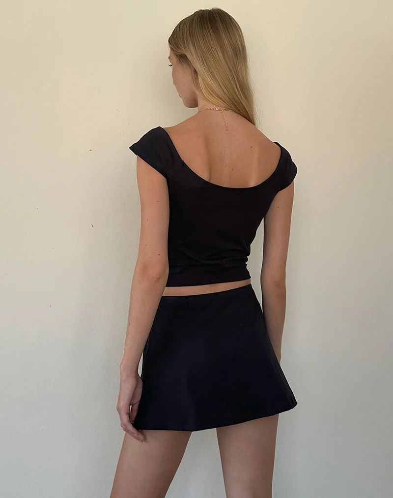 Nidya A-Line Mini Skirt in Black - Image 4