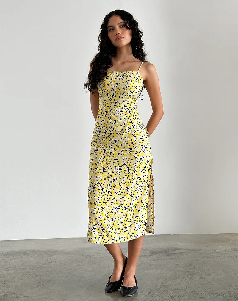 Nosita Midi Dress in Sunflower Pop Yellow - Image 3