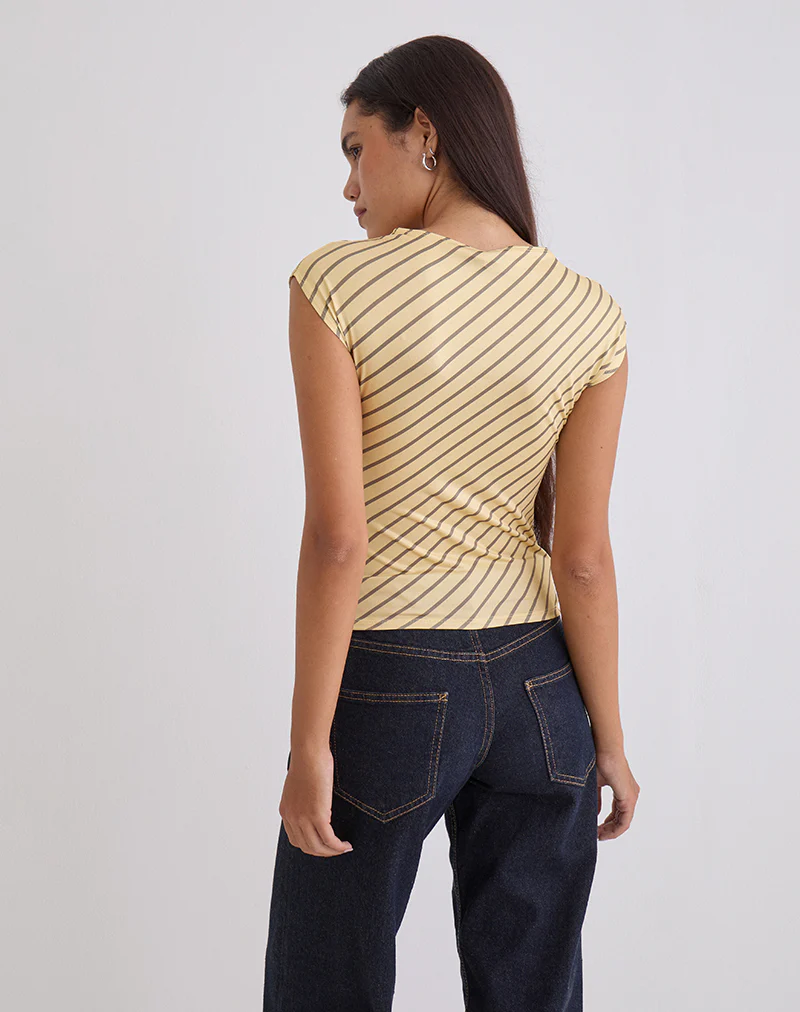 Nova Slinky Top in Yellow Diagonal Stripe - Image 4