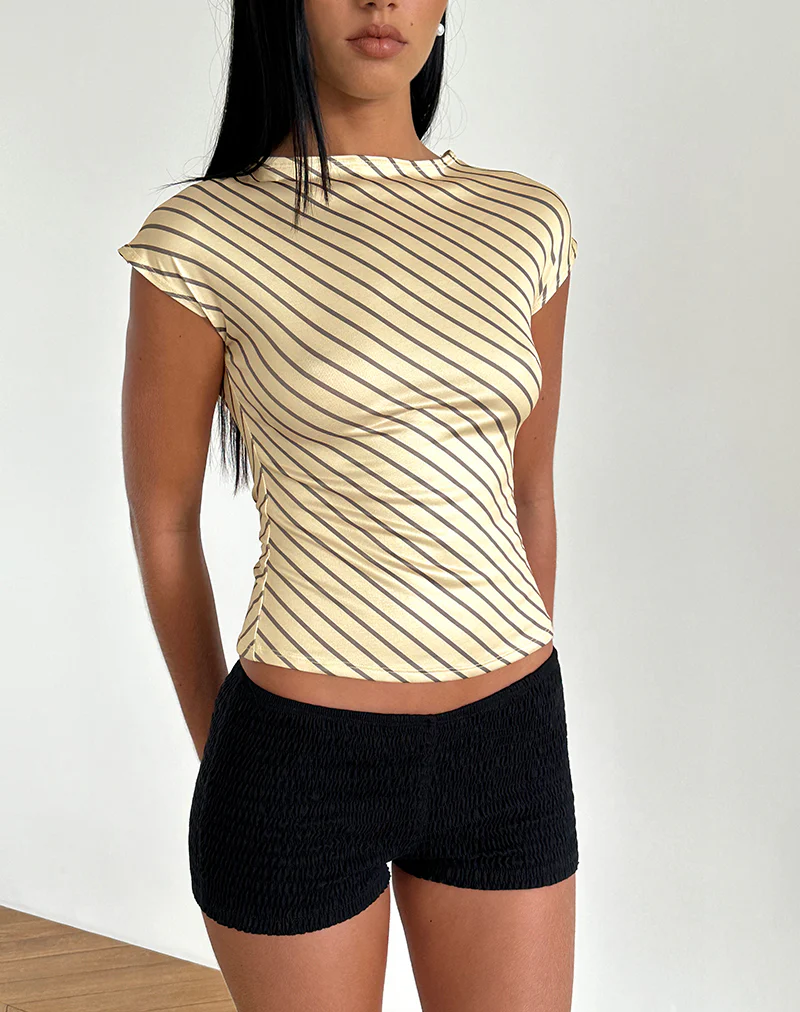 Nova Slinky Top in Yellow Diagonal Stripe - Image 5