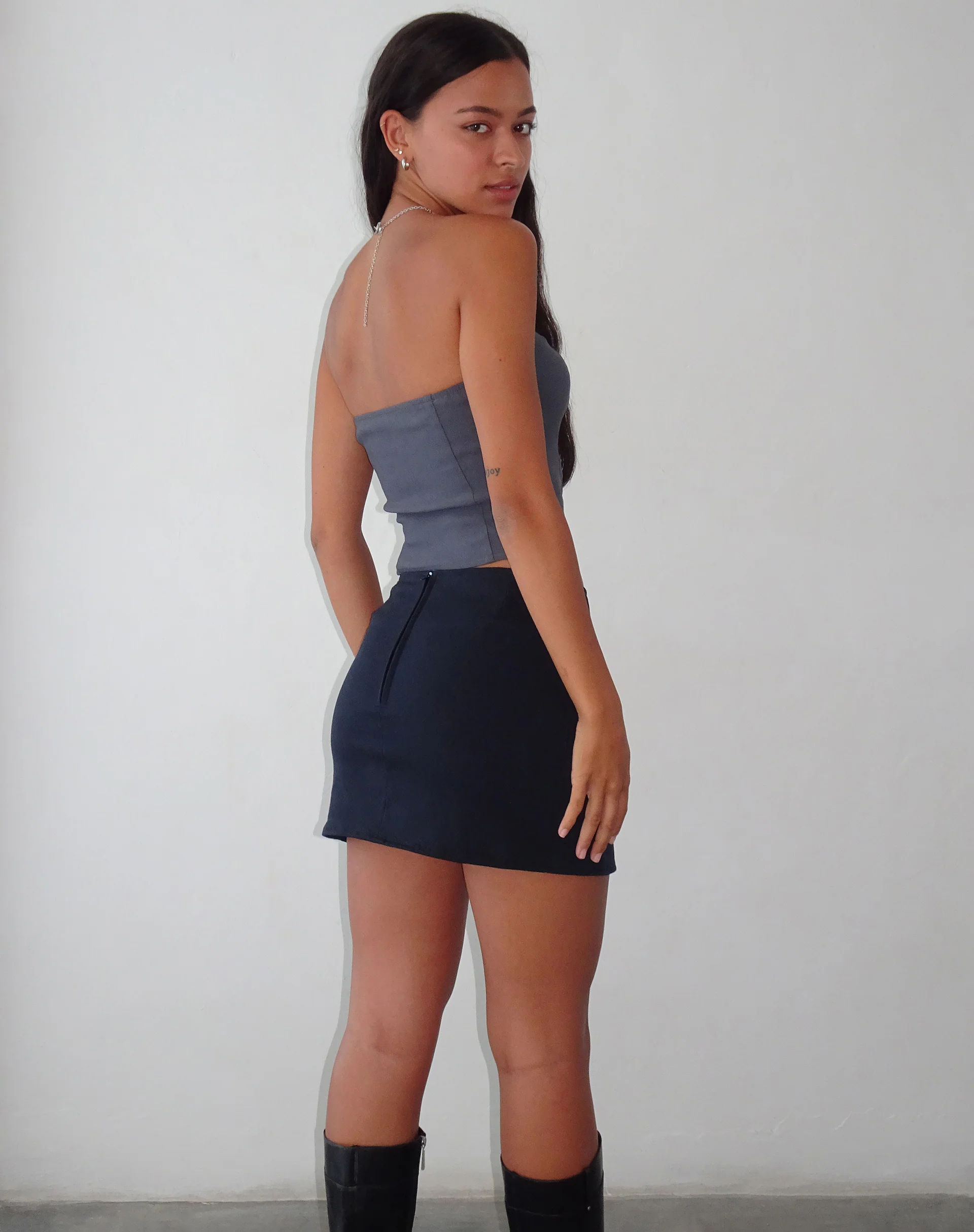 Pelma Mini Skirt in Twill Black - Image 4