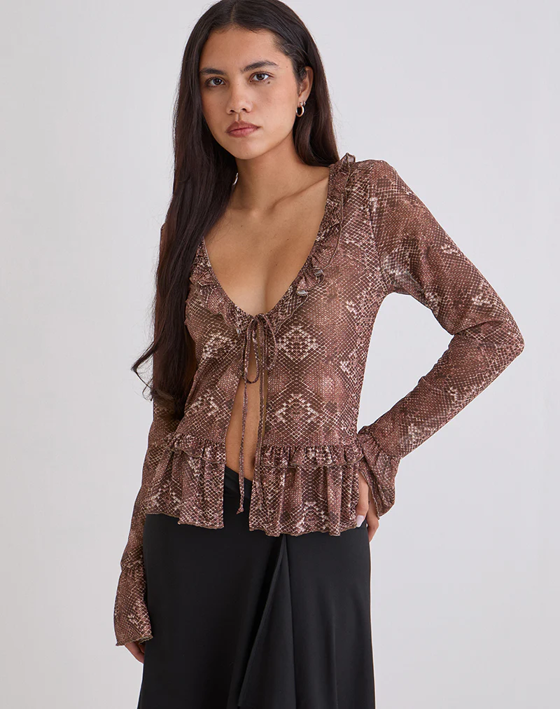 Primrose Long Sleeve Top in Oversized Snake Skin - Image 4