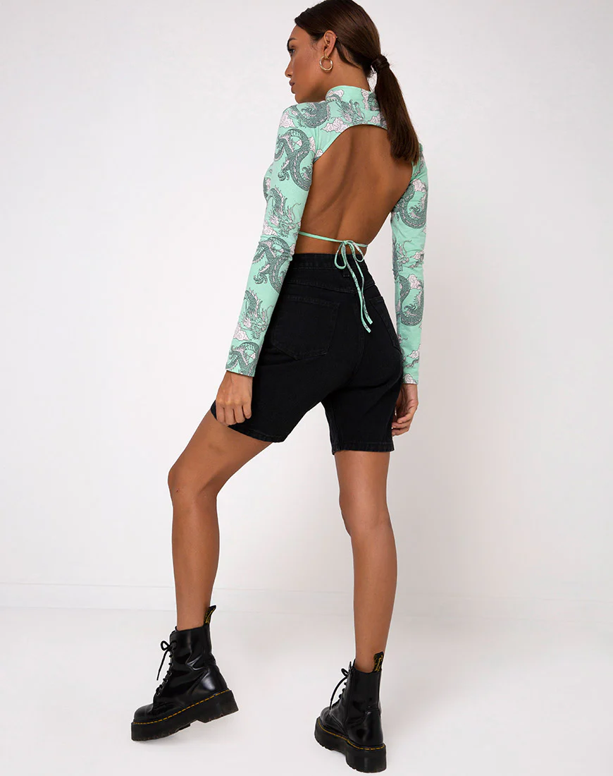 Quelia Crop Top in Chinese Dragon Neo Mint - Image 5