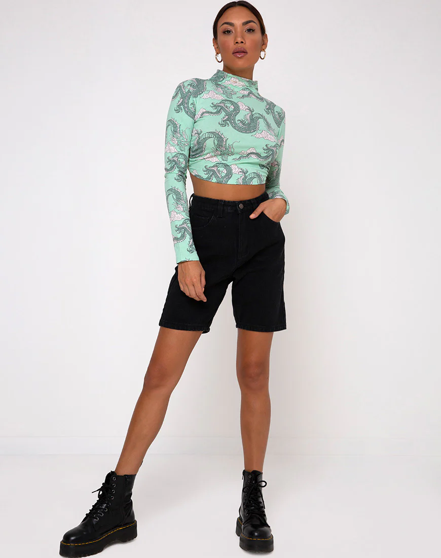 Quelia Crop Top in Chinese Dragon Neo Mint - Image 6