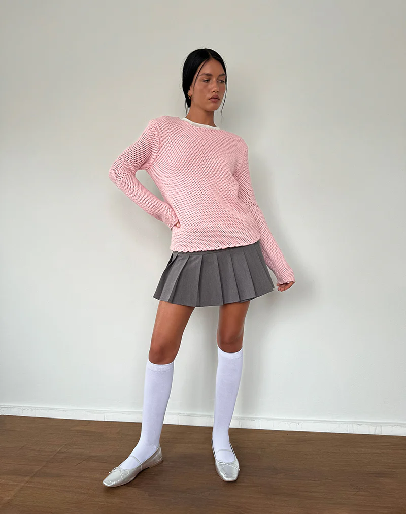 Ranvir Knitted Jumper in Baby Pink - Image 3