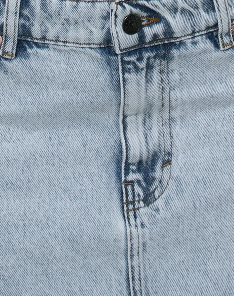 Raw Hem Mini Skirt Pockets in 80's Light Blue - Image 6