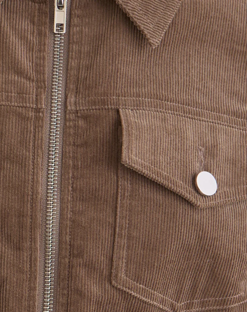 Rohana Fitted Jacket in Baby Cord Walnut Brown - Image 6