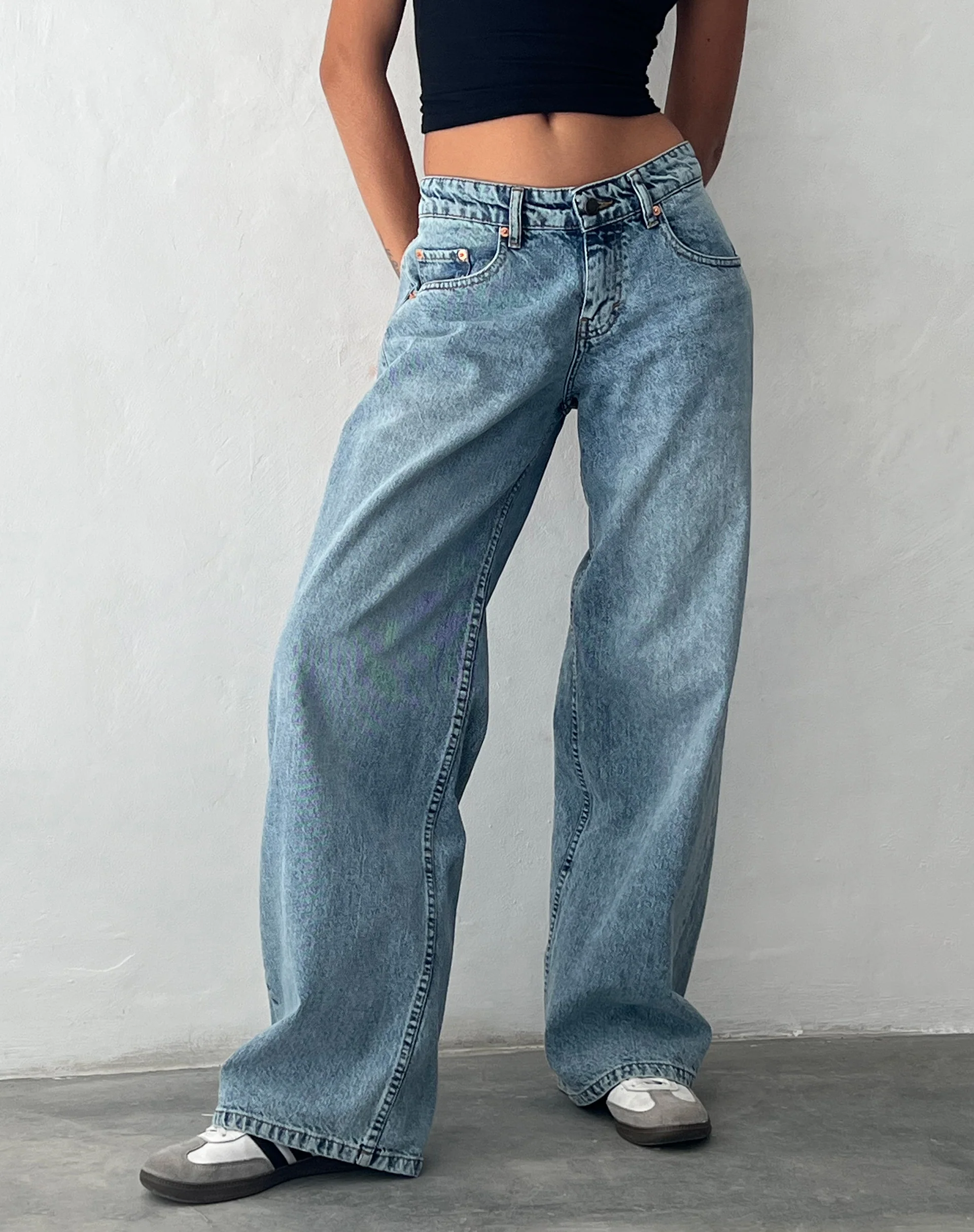 Roomy Extra Wide Low Rise Jeans in Vintage Blue Wash - Image 5