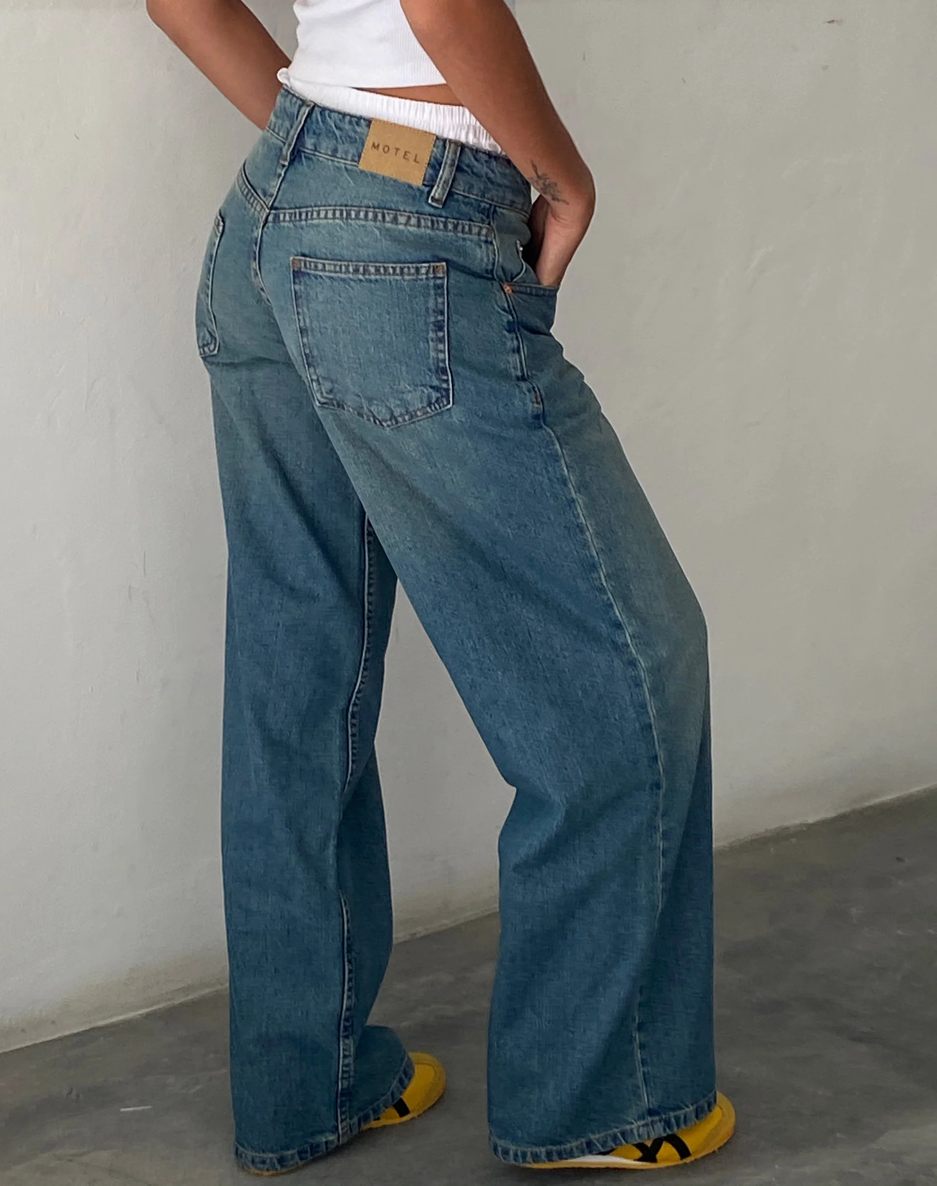Roomy Extra Wide Low Rise Jeans in Vintage Blue Green - Image 3