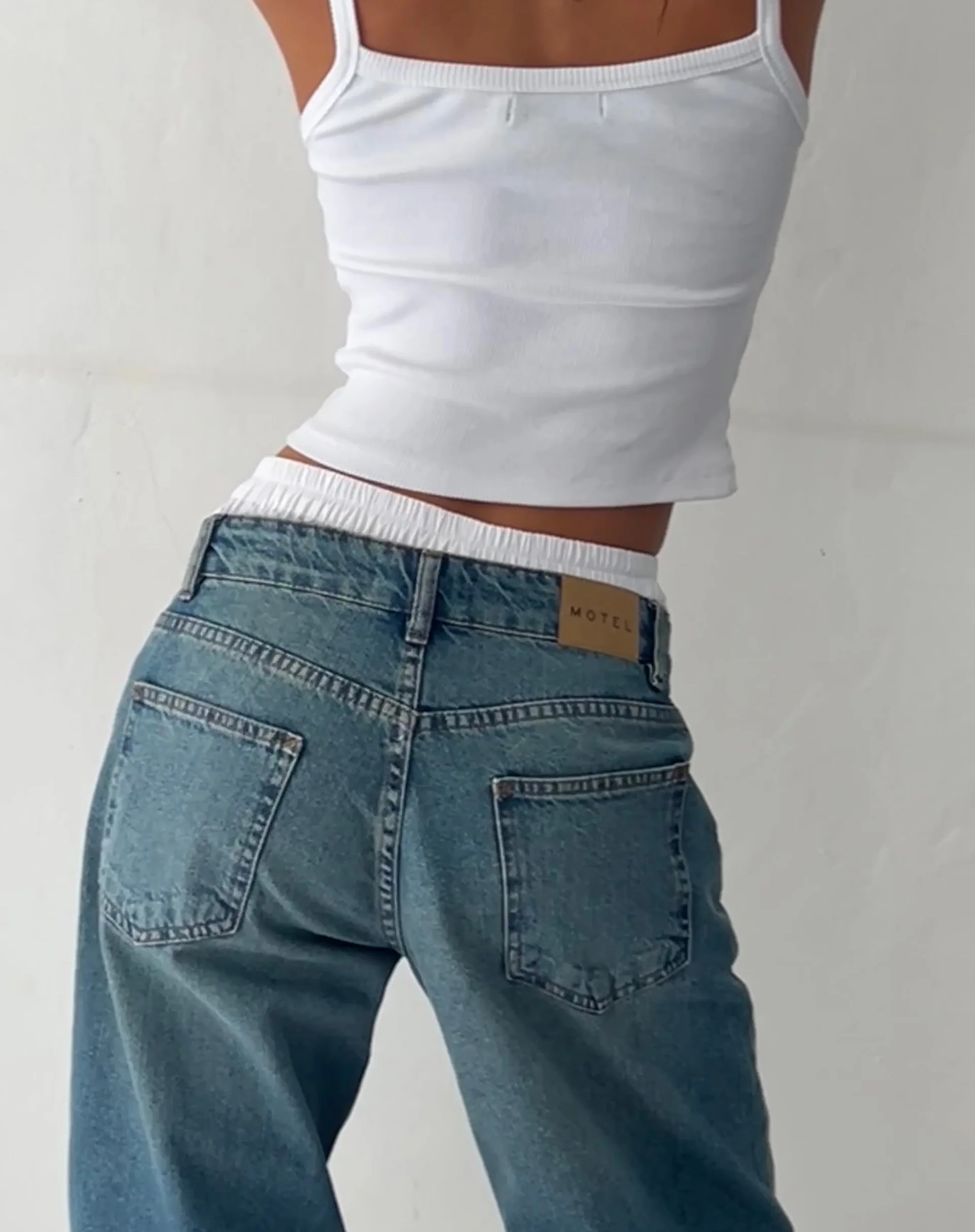 Roomy Extra Wide Low Rise Jeans in Vintage Blue Green - Image 5