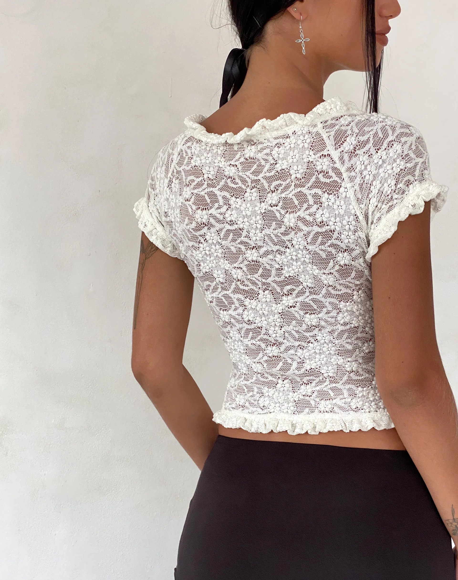Rufte Top in Lace Ivory - Image 4