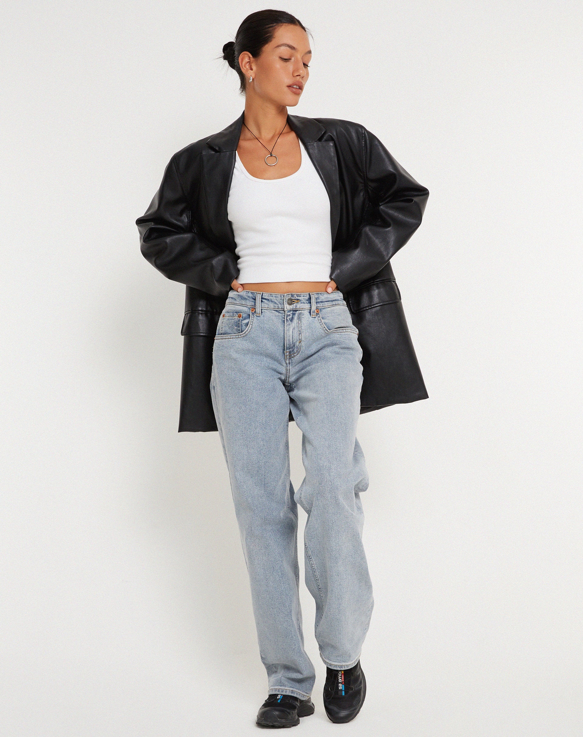 Saken Blazer in Pu Black - Image 3