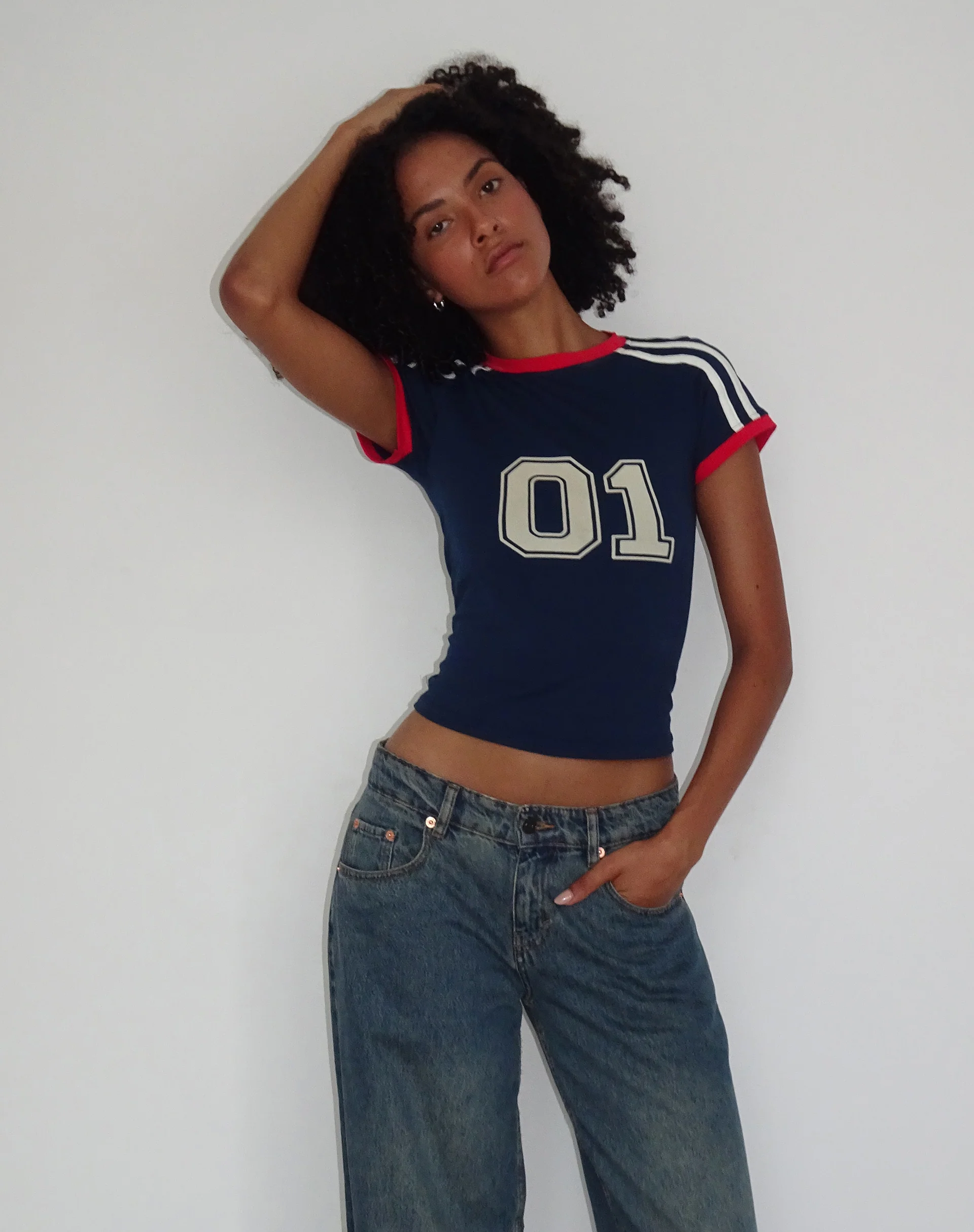 Salda Sporty Fitted Tee in Navy - Image 5