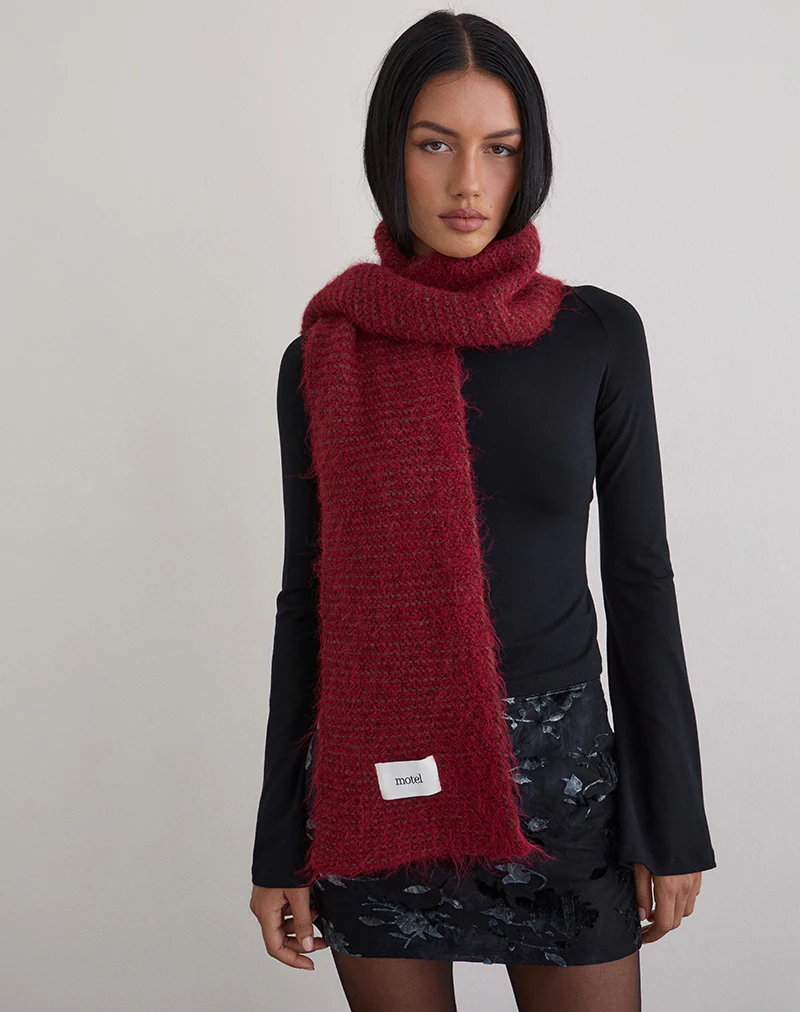 Scarf in Plain Burgundy - Image 5