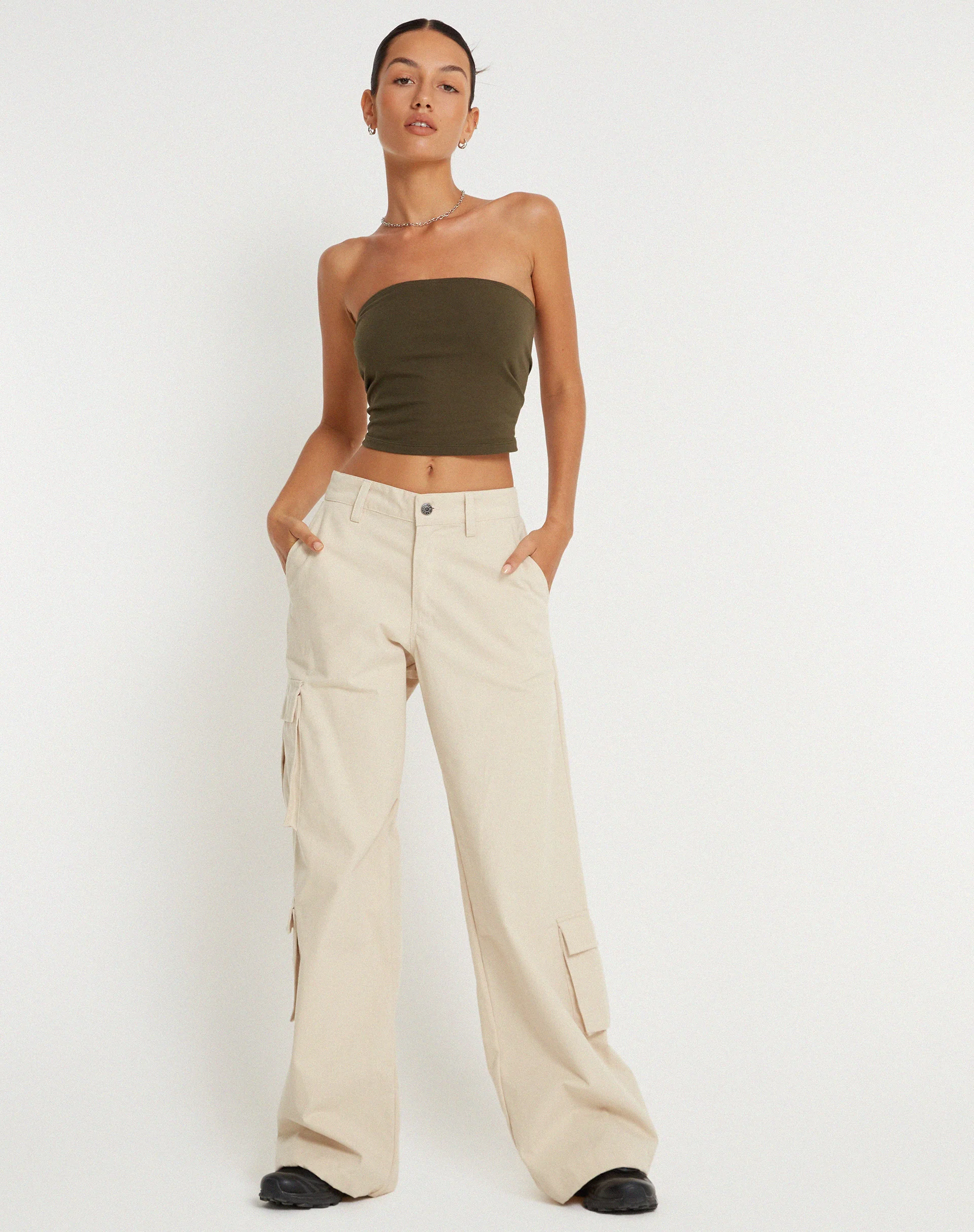 Shan Wide Leg Trouser in Ecru - Image 3