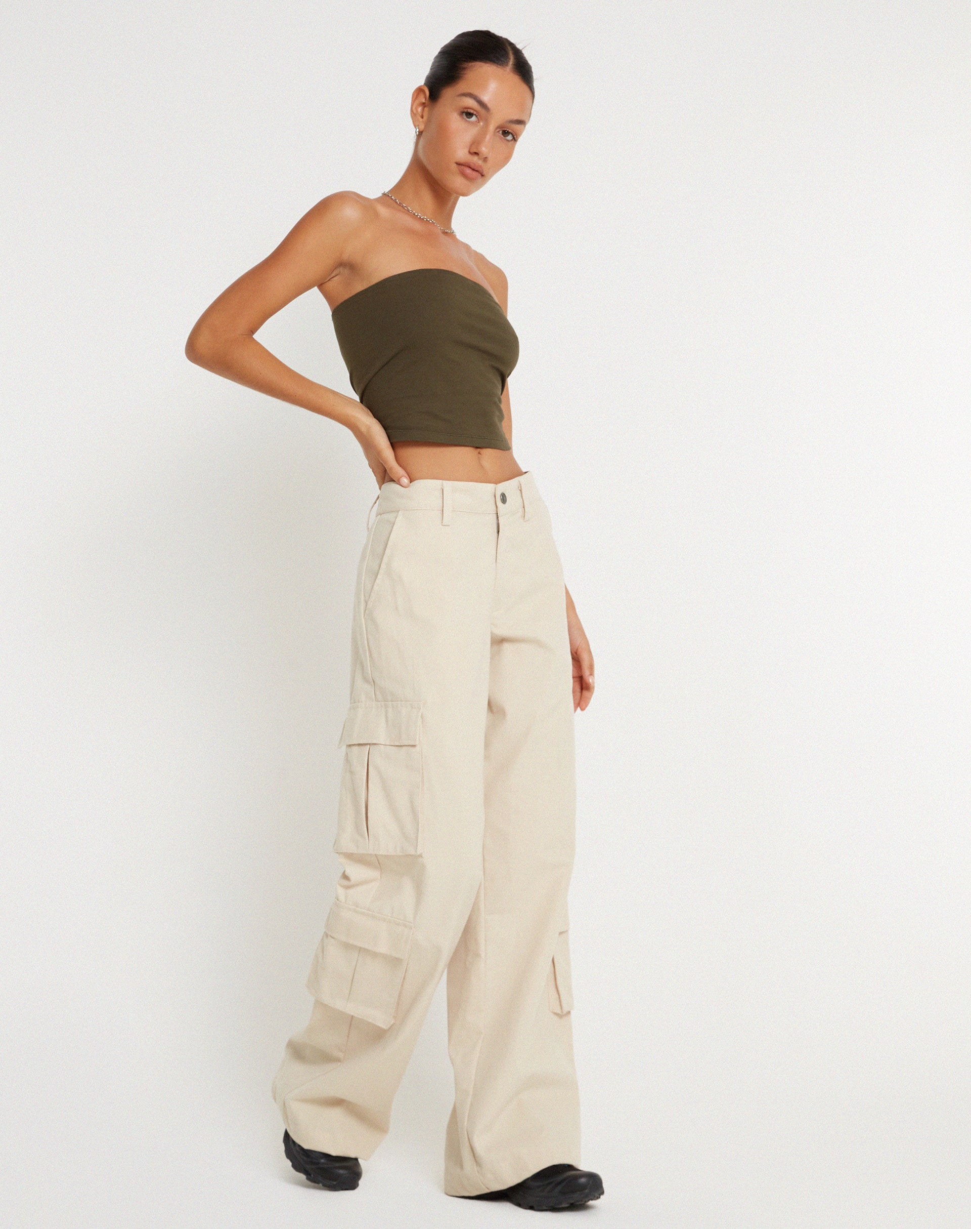Shan Wide Leg Trouser in Ecru - Image 4