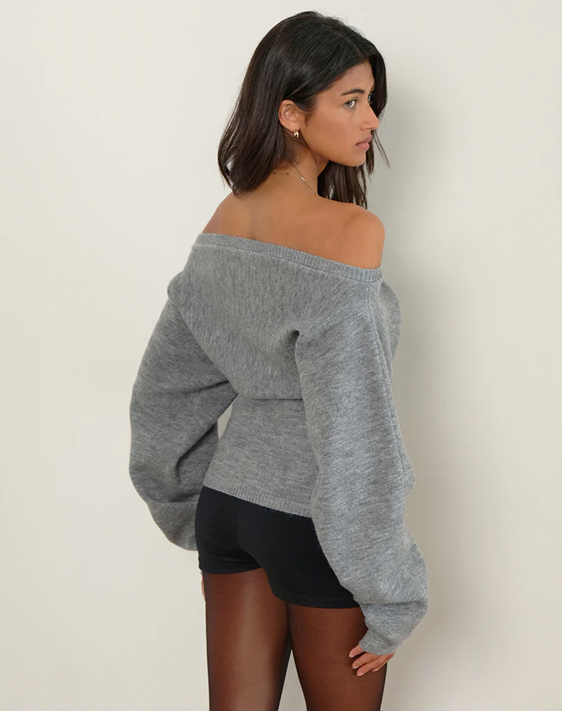 Sikuna Bow Jumper in Grey - Image 3