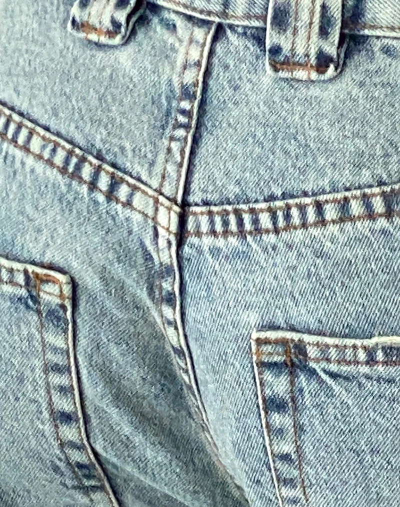 Low Rise Denim Skater Shorts in Bleach Denim - Image 8