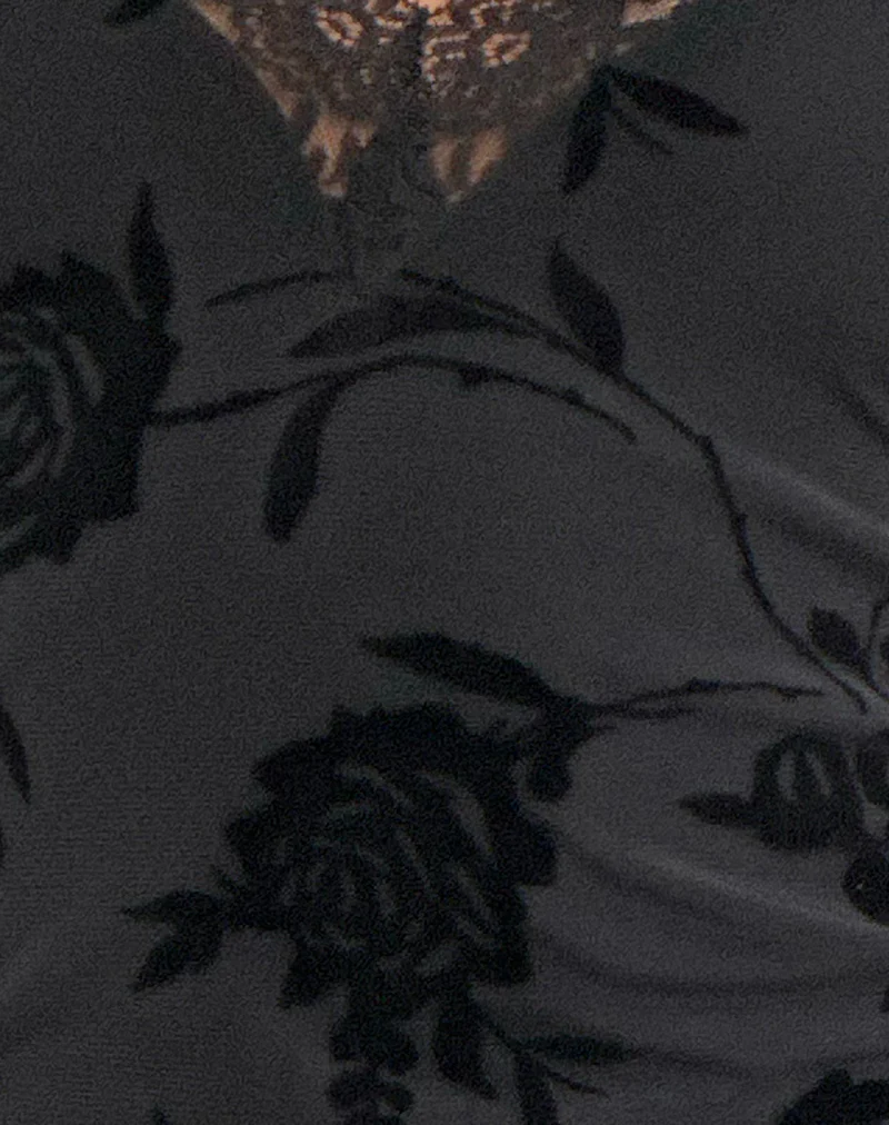 Sroti Long Sleeve Top in Rose Flock Black - Image 6