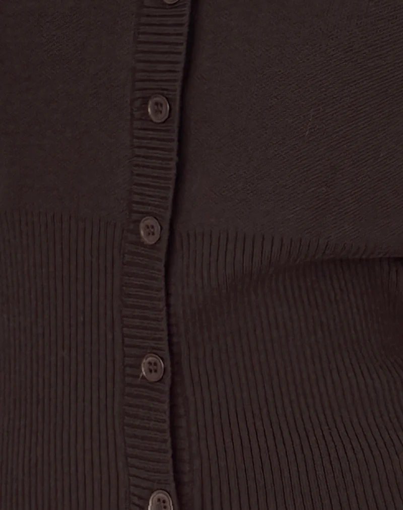 Subra Long Sleeve Ribbed Hem Cardigan in Bitter Chocolate - Image 7