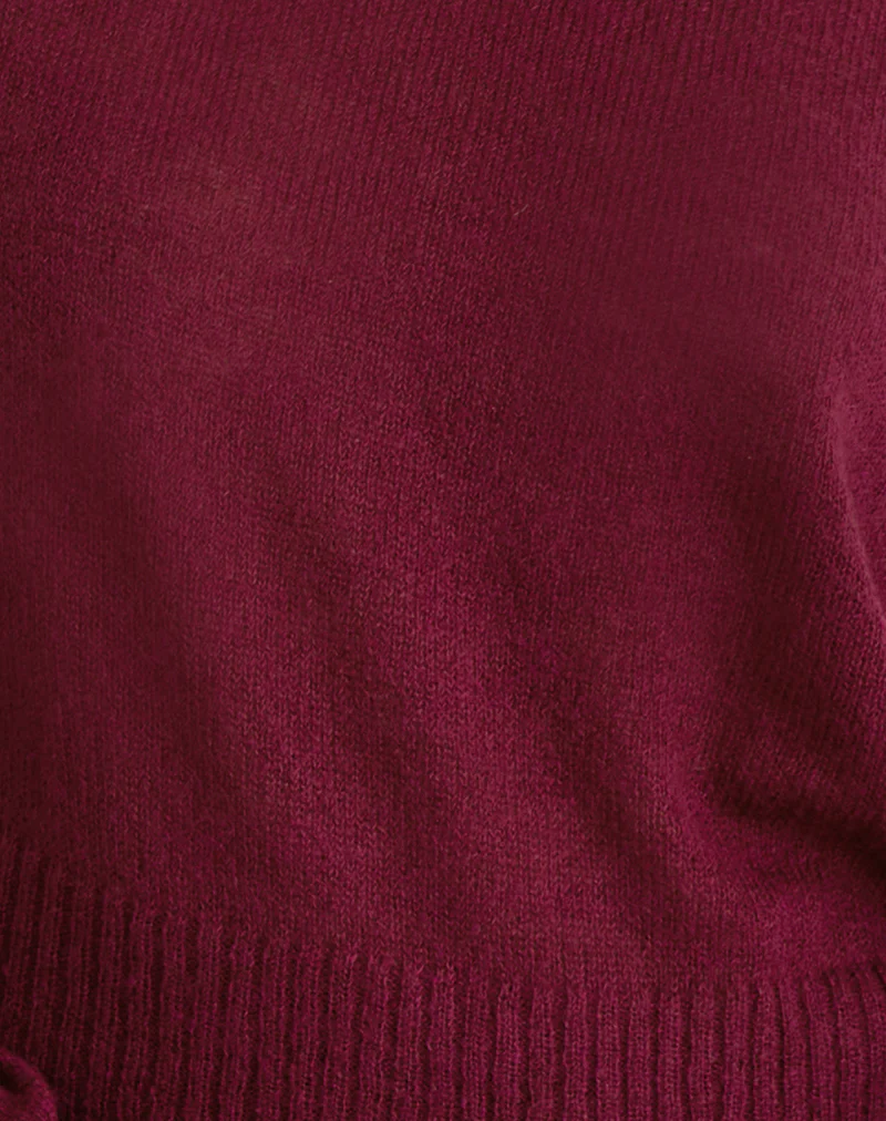 Suena Asymmetric Jumper in Wine - Image 6