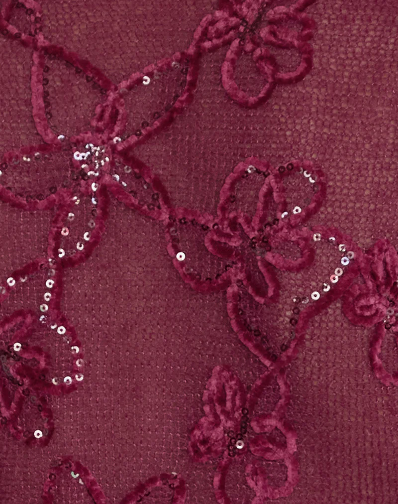 Sukita Cardigan in Sequin Knit Burgundy - Image 6