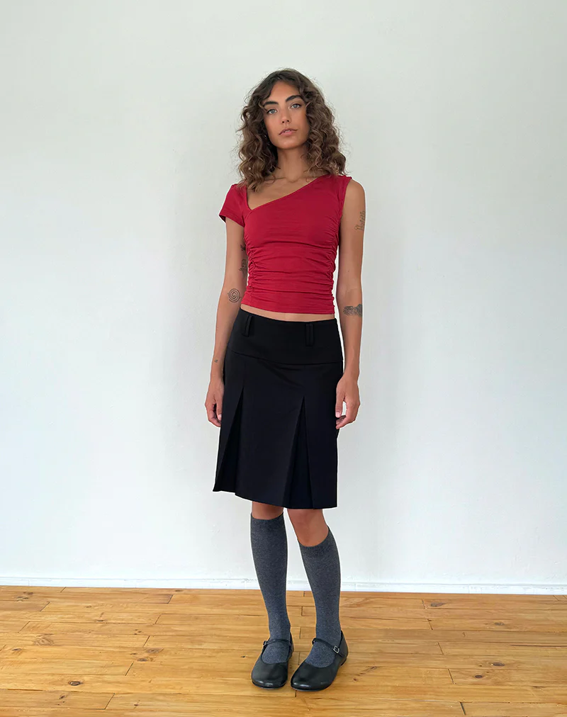 Sunhee Slash Neck Top in Adrenalin Red - Image 3