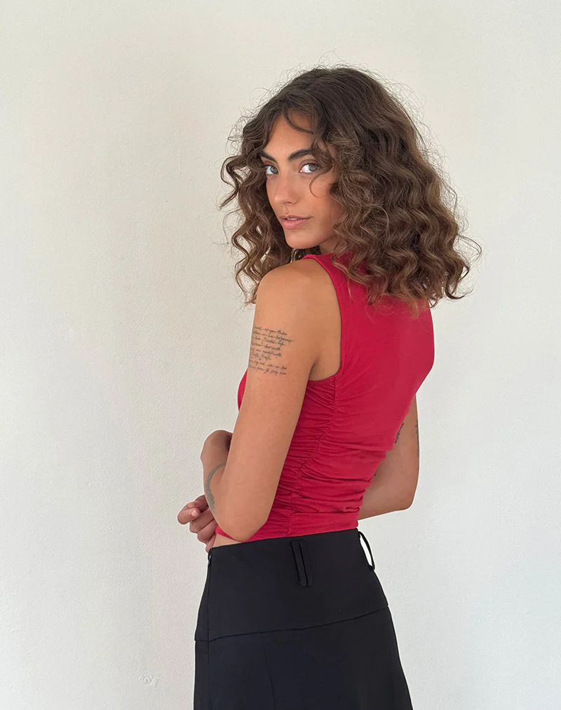 Sunhee Slash Neck Top in Adrenalin Red - Image 4