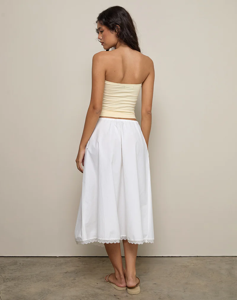 Taka Midi Skirt in Poplin White - Image 5
