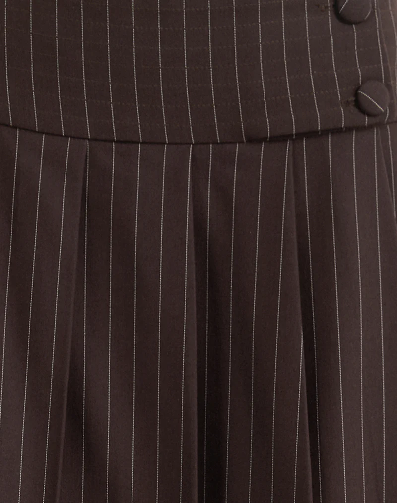 Tisrah Skirt in Dark Brown Pinstripe - Image 6