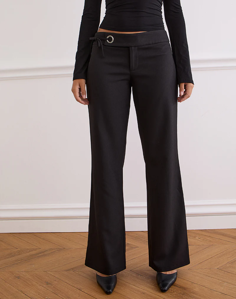 Tova Tie Tailoring Trousers in Black - Image 3