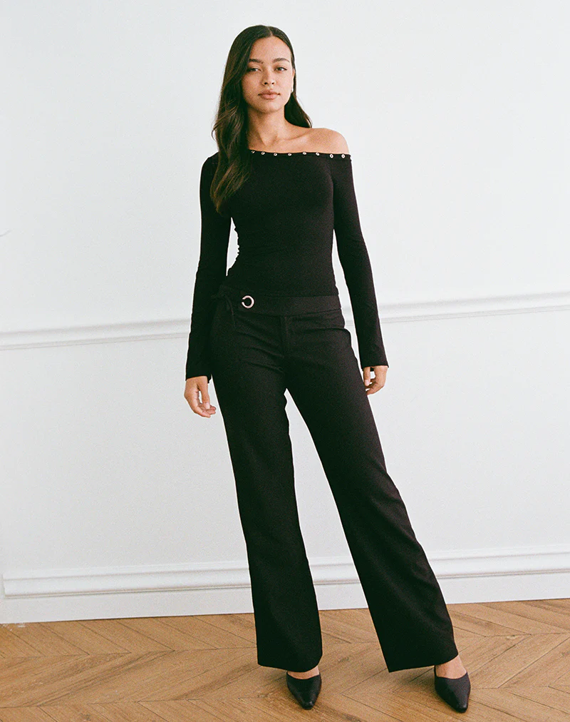 Tova Tie Tailoring Trousers in Black - Image 4