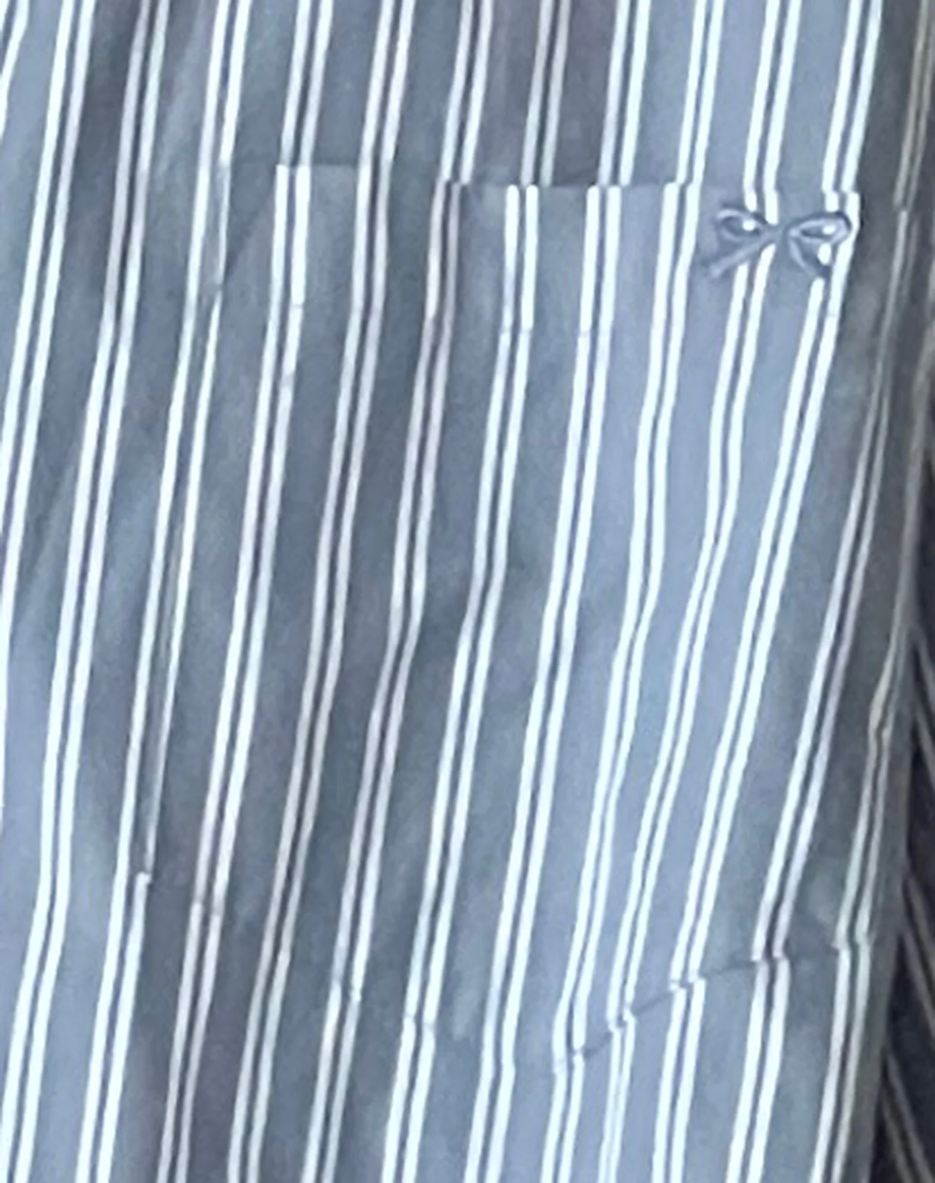 MOTEL X JACQUIE Turner Shirt in Grey and White Stripe with M Embroidery - Image 7