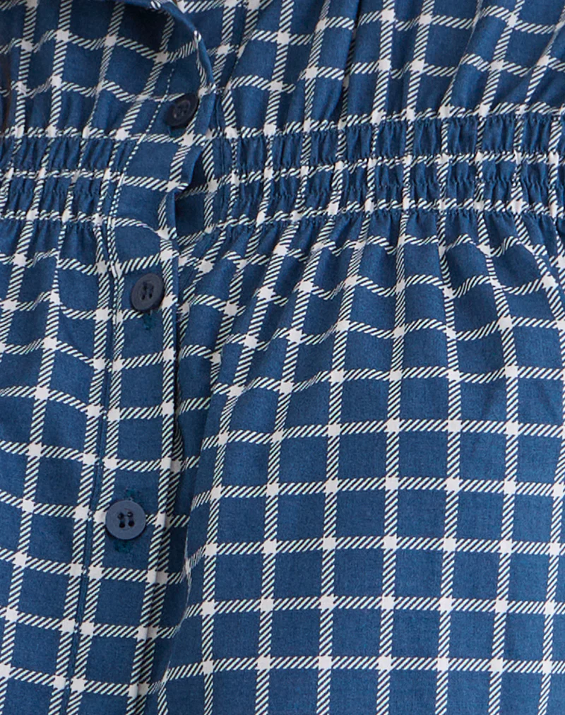 Ulsan Fitted Shirt in Navy Tartan Poplin - Image 5