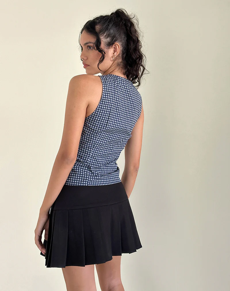 Vishata Top in Mini Gingham Dark Blue - Image 3