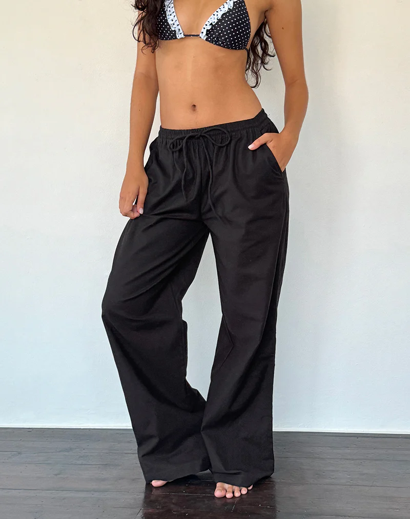 Wasic Wide Leg Trouser in Black - Image 3