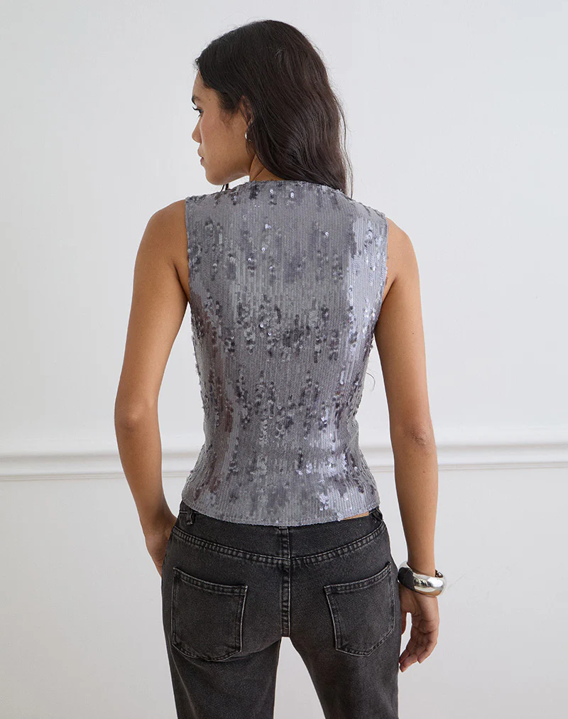 Wespiser Top in Sequin Lilac Grey - Image 5