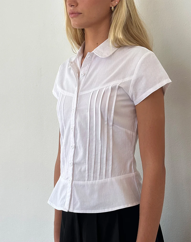 Wilmot Blouse in White Poplin - Image 3