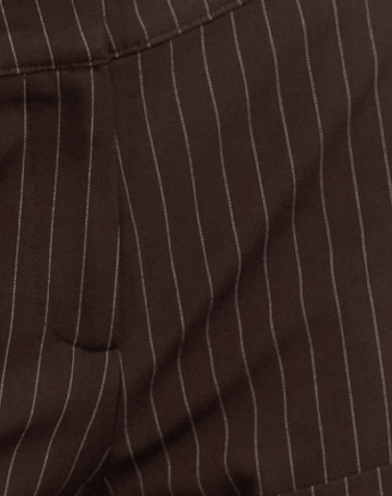 Wiluta Shorts in Tailoring Dark Brown Pinstripe - Image 6