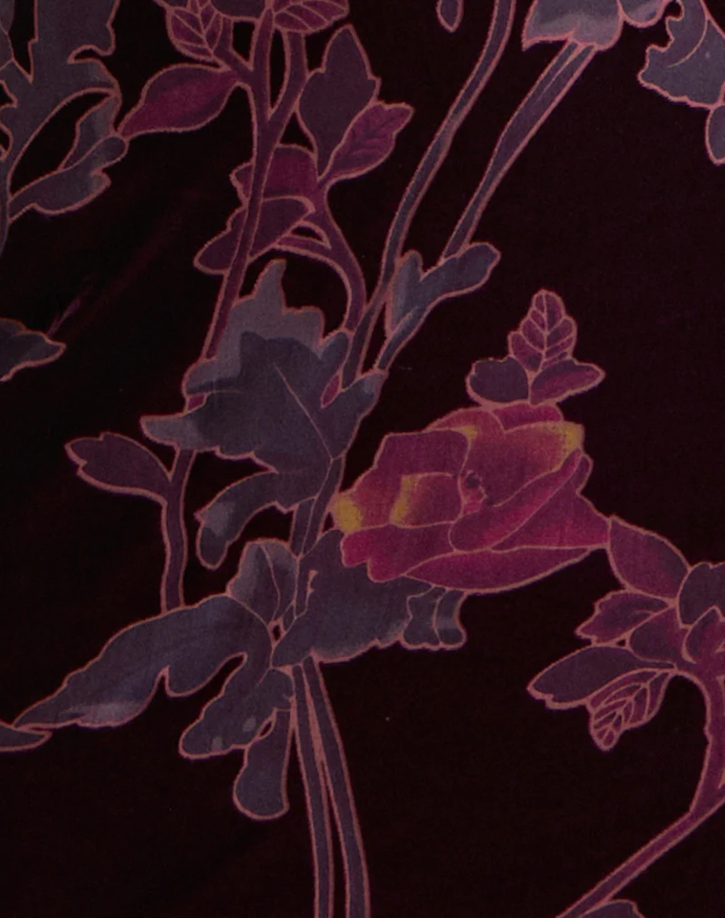 Yamira Maxi Dress in Floral Devore Burgundy - Image 6