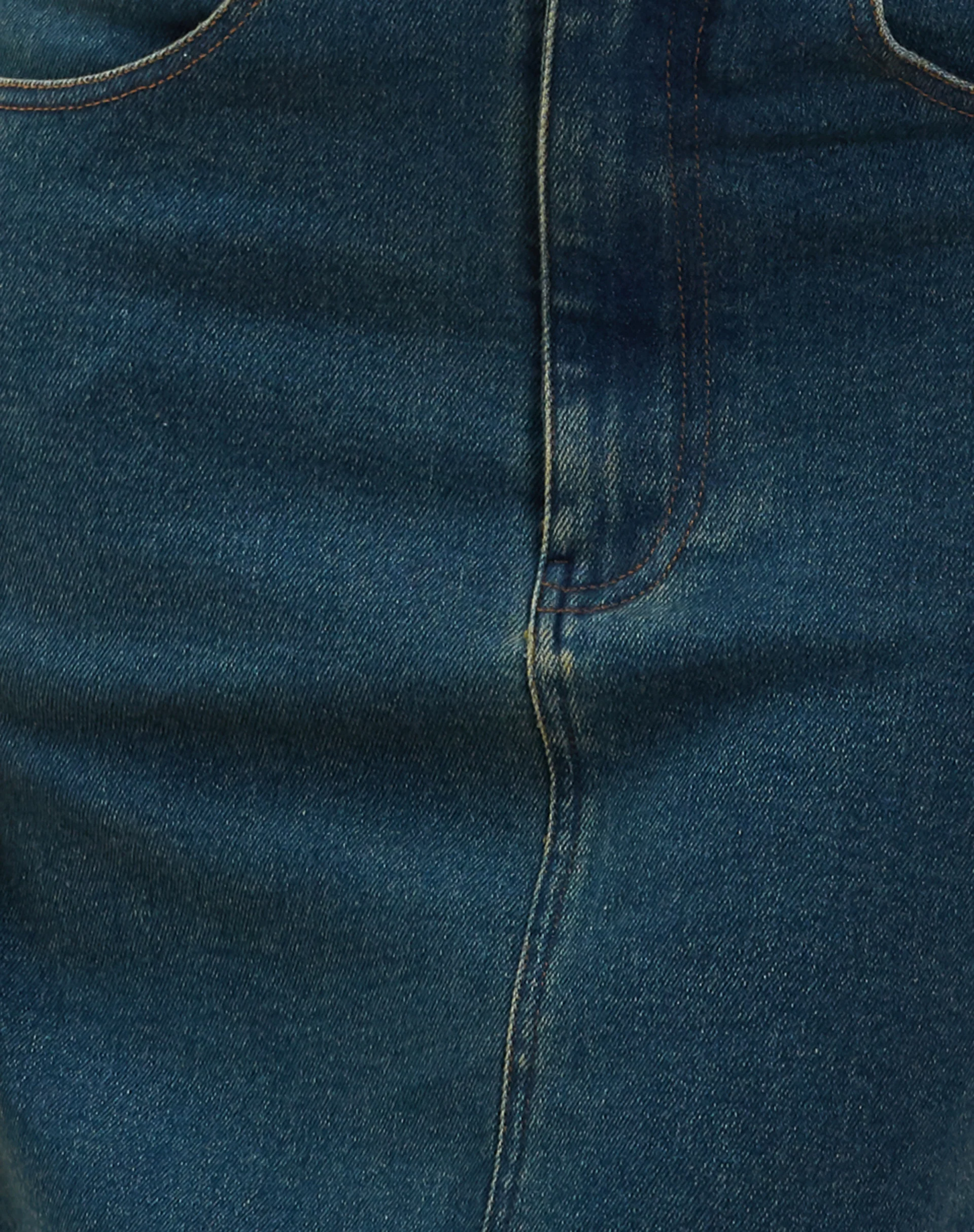 Zaenap Frayed Denim Maxi Skirt in Brown Blue Acid - Image 7