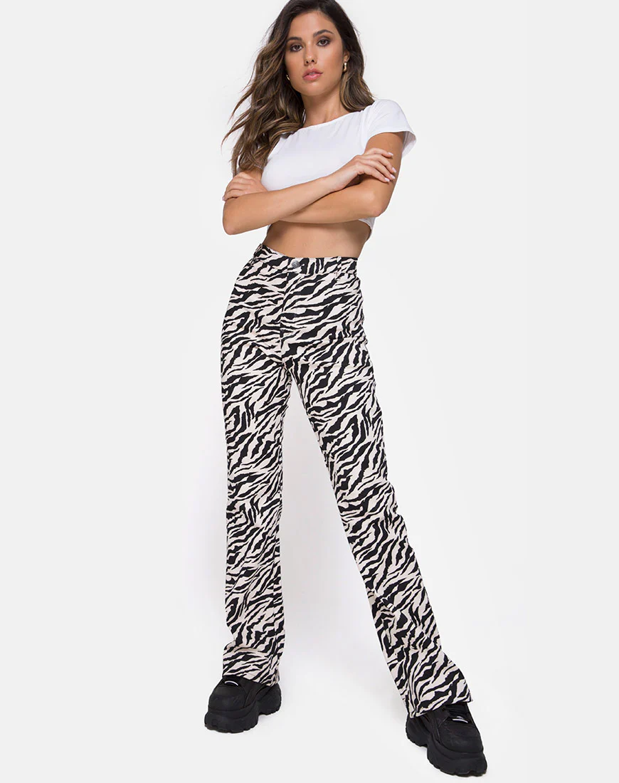 Zoven Trouser in 90's Zebra Black and White - Image 3